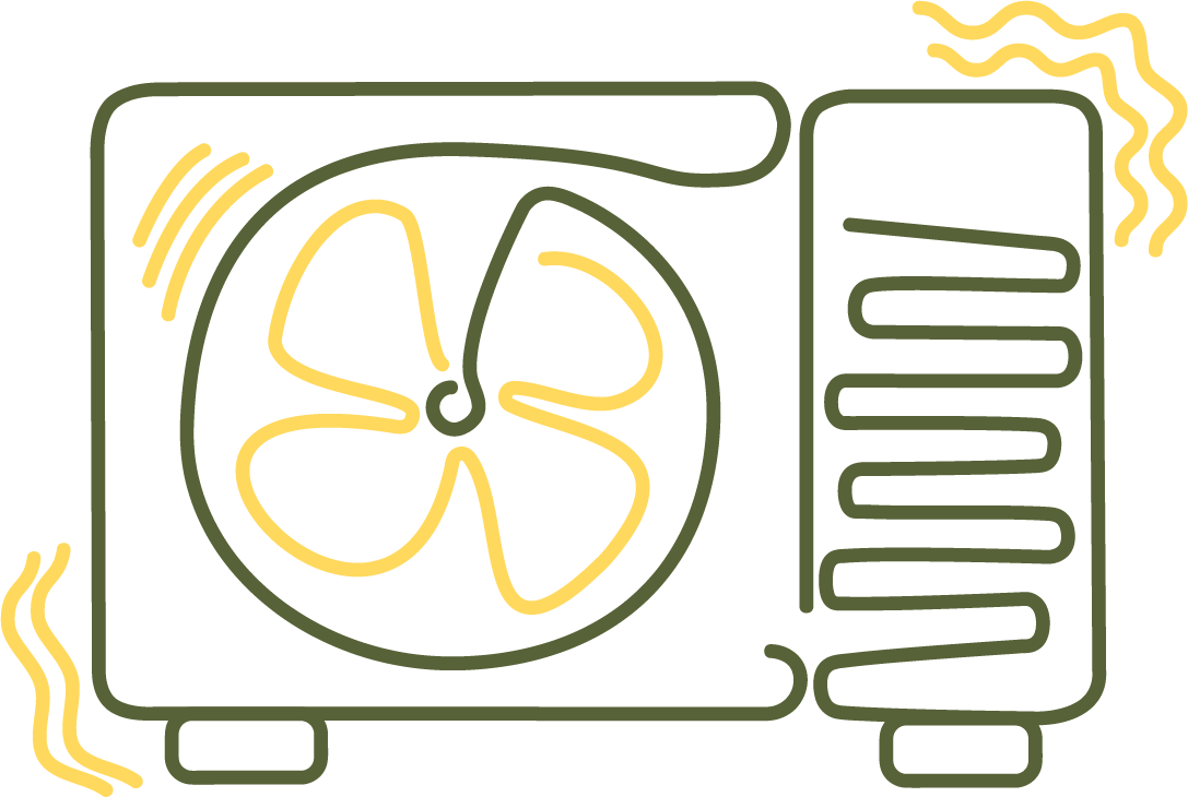 Illustration einer Wärmepumpe für Nichtwohngebäude