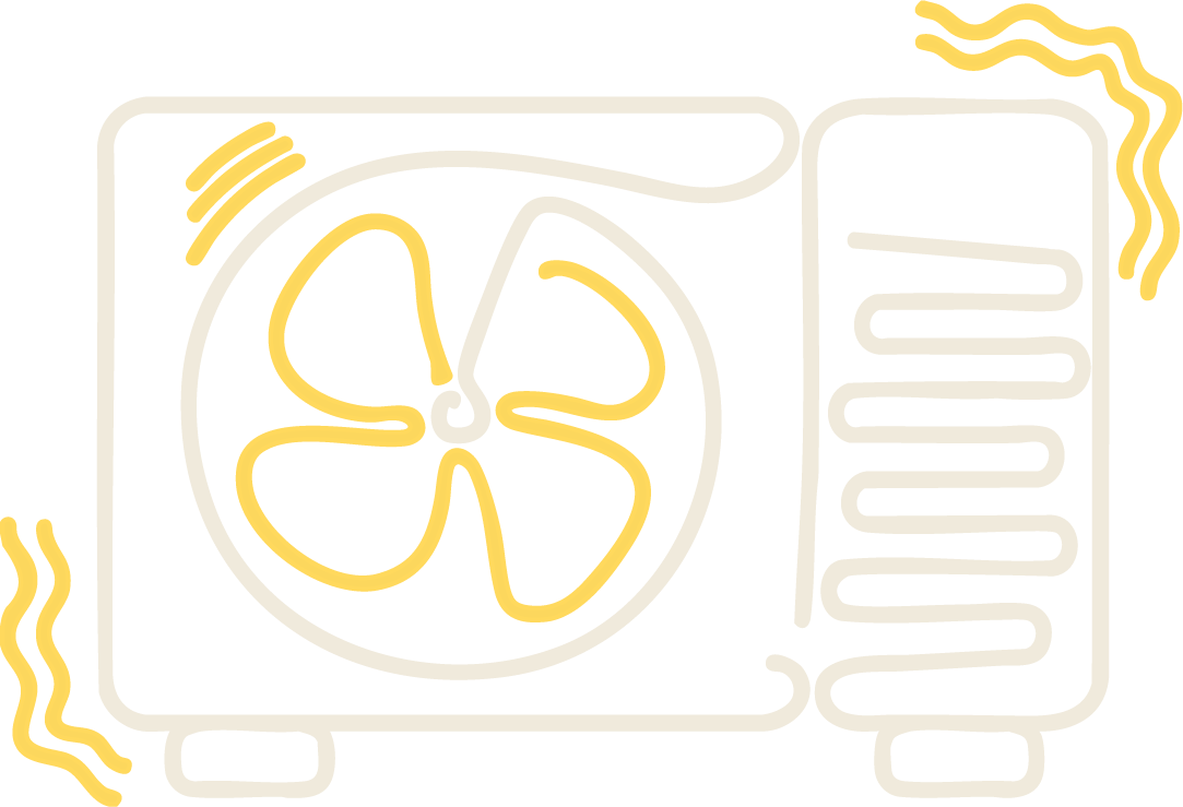 Illustration einer Wärmepumpe am Einfamilienhaus